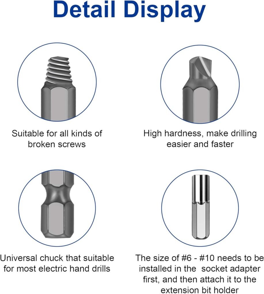 Be91eiter Damaged Screw Extractor Set, 22 PCS Stripped Kit for Broken Bolt All-Purpose HSS Remover Set with Magnetic Extension Bit Holder  Socket Adapter, Silver