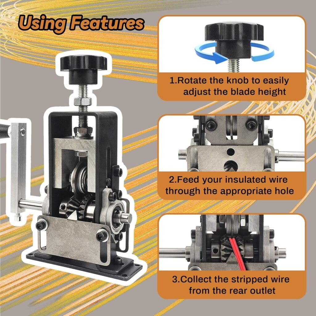 Ezebesta Manual Wire Stripping Machine?Copper/Drill Wire Stripper, Wire Stripper Machine with Hand Crank Portable,Wire Stripping Tool Aluminum Construction