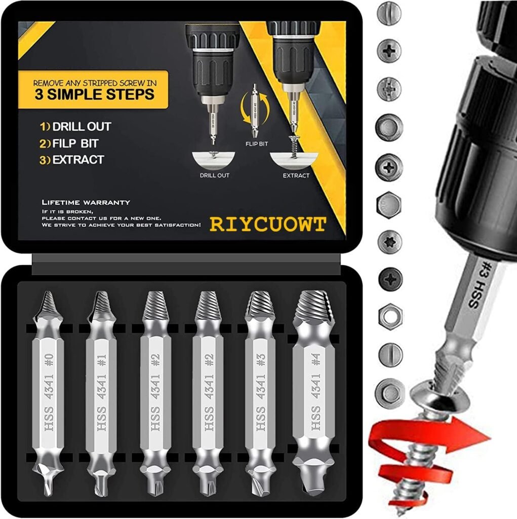 Gifts for Men,Damaged Screw Extractor Set -Christmas Gifts Stocking Stuffers for Men Him Adults, Remover for Stripped Screws Nuts  Bolts Drill Bit Tools for Easy Removal of Rusty Broken Hardware Gift