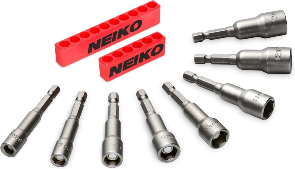 NEIKO 10068A Nut Driver Set, For Impact Drill and Driver, 20 Piece, 1/4” Hex Small Nut Driver Bit Set, Metric and Standard, 4-12 mm  5/32”-1/2”, CR-V Steel, Nutsetter Driver Bits