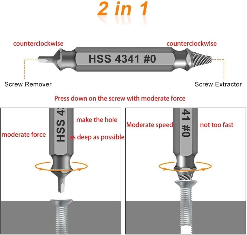 RIYCUOWT Damaged Screw Extractor - Remover for Stripped Head Screws Nuts  Bolts | ‎6-Piece Drill Bit Tools for Easy Removal of Rusty  Broken Hardware | High Speed Steel | Superb Gift for Men