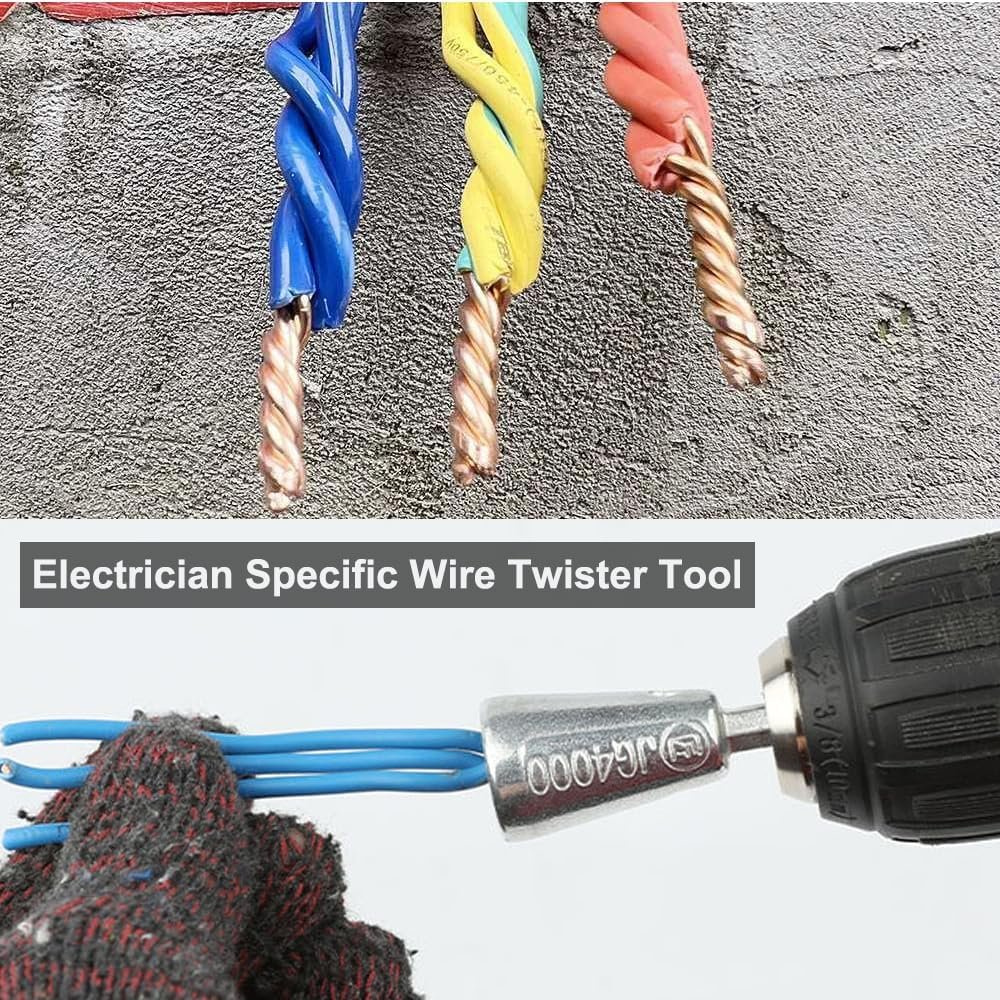 Saipe Wire Twisting Stripping Tools 6mm Hex Shank Cable Wire Stripper and Twister Wire Nut Twister Spin Twist Wire Connector Socket for Electrical Power Drill Drivers