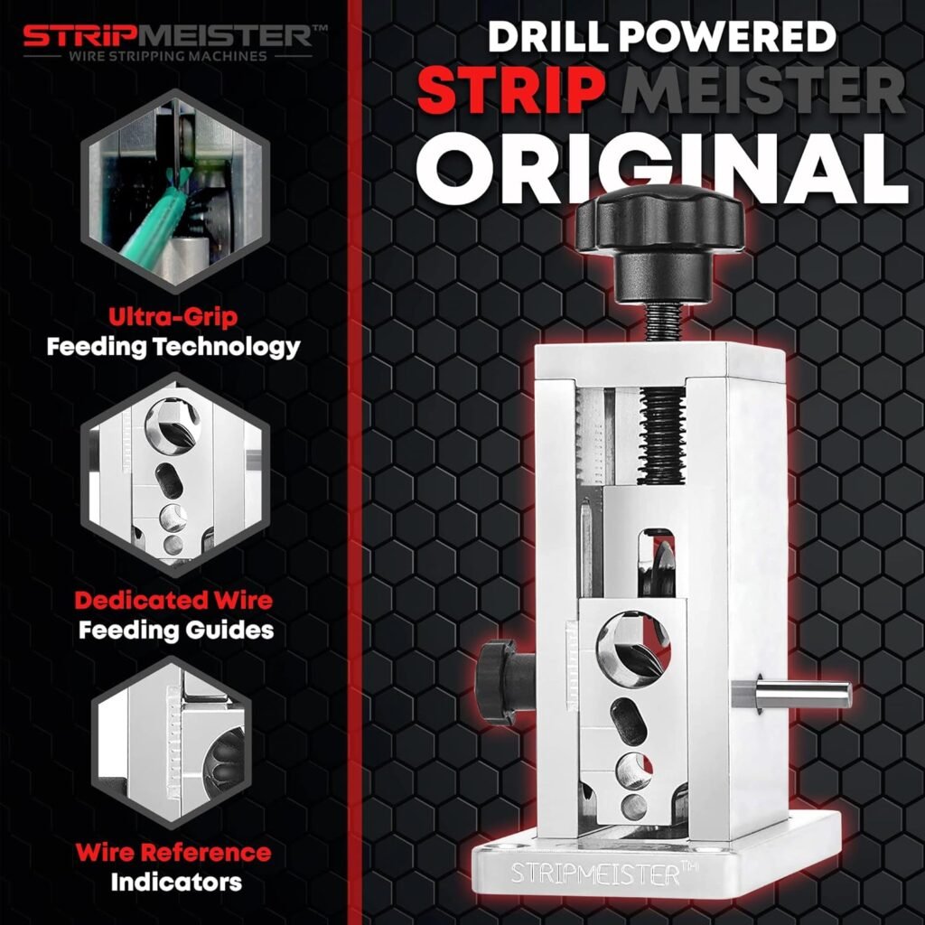 StripMeister Original Drill-Powered Wire Stripper Machine - Manual Wire Stripping Made Easy, Copper Wire Stripper, Drill Wire Stripper, Electric Wire Stripping  Stripping Tool Drill Attachment