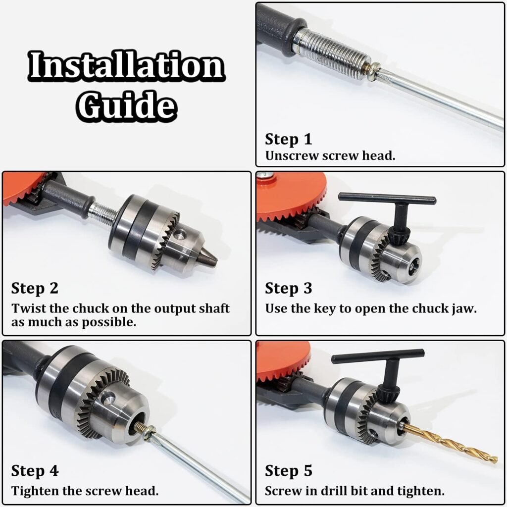 CheeMuii Powerful Speedy Hand Drill 3/8 Inch Manual Drill with 9Pcs Drill Bit Set Chuck and Key for Wood Plastic Soft Metal